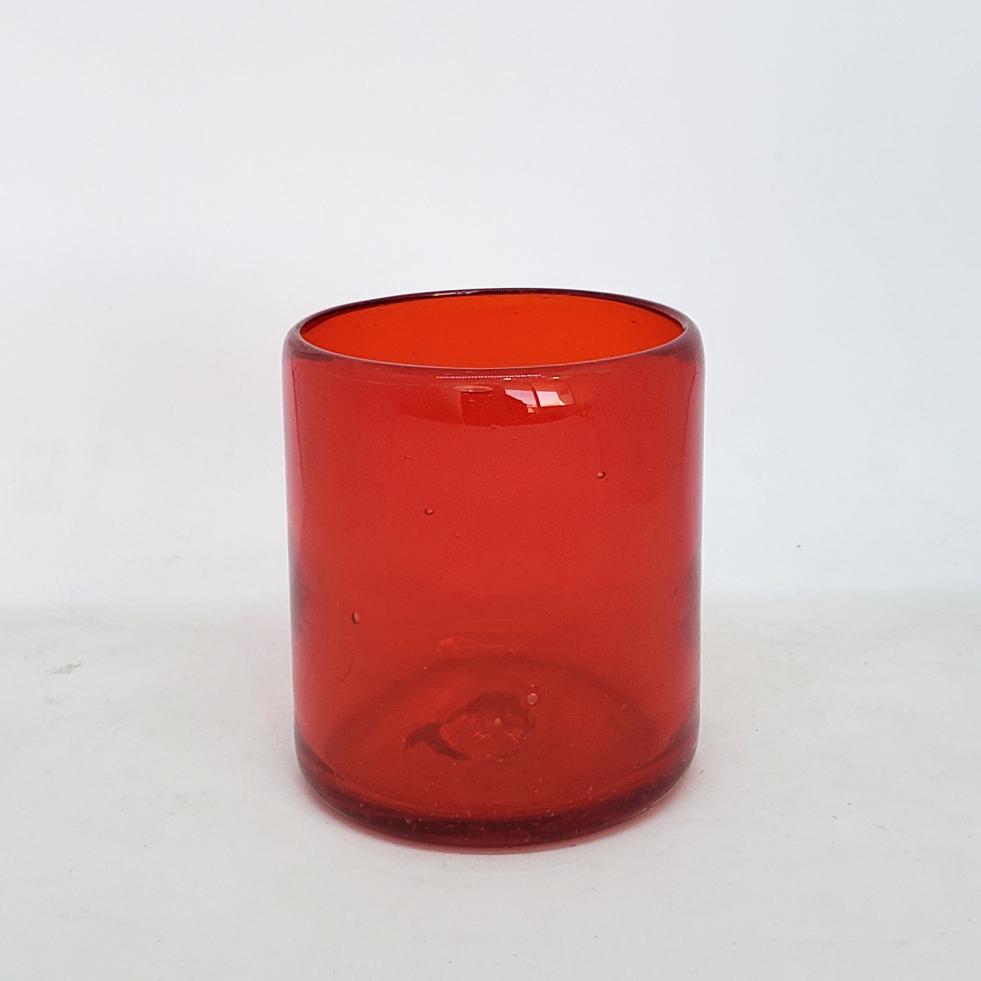 VIDRIO SOPLADO al Mayoreo / s 9 oz color Rojo Slido (set de 6) / stos artesanales vasos le darn un toque colorido a su bebida favorita.